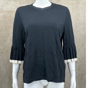 COS Top Womens EU Large Black Knit Pleated Bell Sleeves Minimalist Office Preppy